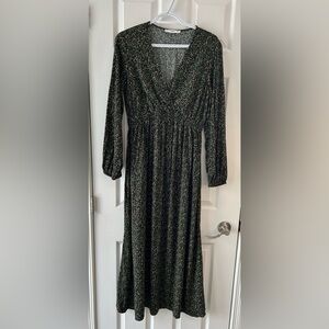 Mango Black Floral/Paisley Long Sleeve Dress